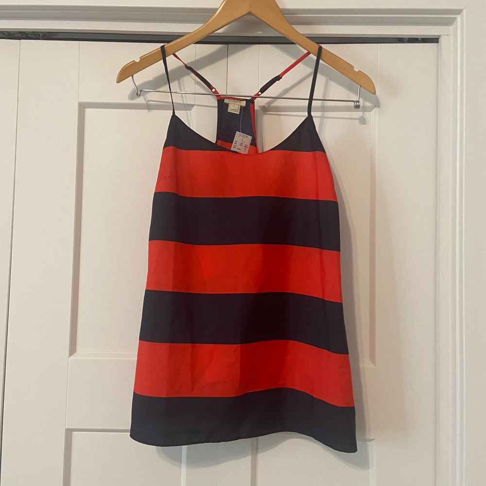 J. CREW Carrie Cami tank top blouse in Navy and red stripe NWT size 2